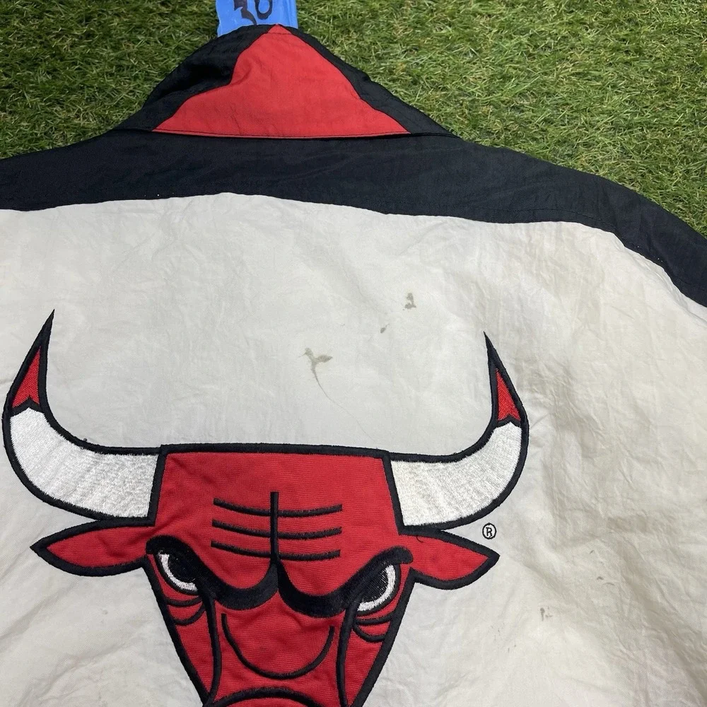 Vintage Apex One Chicago Bulls Jacket Mens Large NBA VTG Black Zip Up 90s